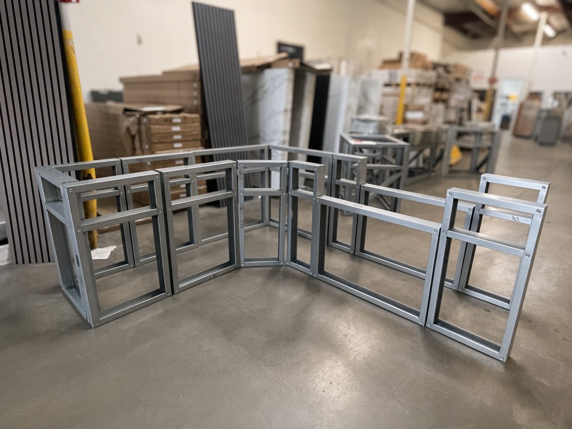 135-degree modular LGS outdoor kitchen frame
